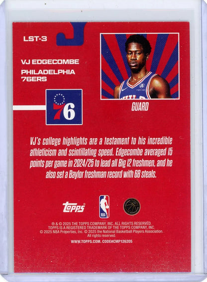 VJ Edgecomb 2025-26 Topps Limited Stock Legends RC