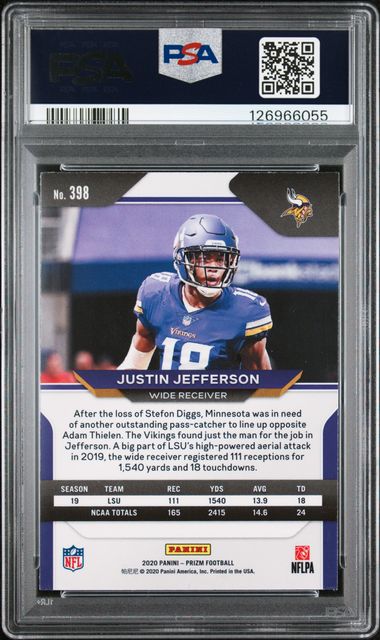 Justin Jefferson 2020 Panini Prizm Variation RC PSA 10