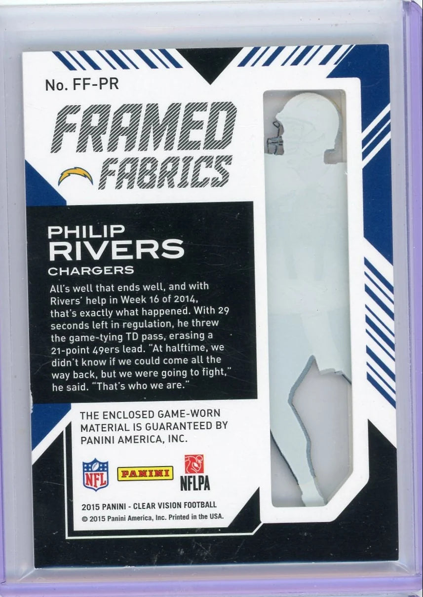 Philip Rivers 2015 Panini Clear Vision relic #'d 85/99