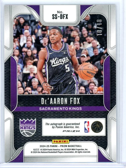 De'Aaron Fox 2024-25 Panini Prizm Sensational Signatures auto lotus flower #'d 10/18