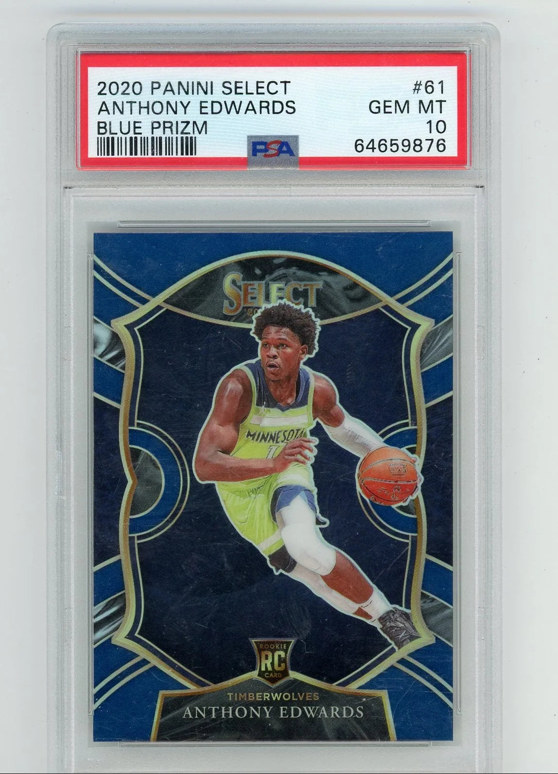 Anthony Edwards 2020 Panini Select Concourse Blue Prizm PSA 10