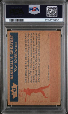 1959 Fleer Ted Williams #43 1951 - LEADS OUTFLDRS IN DOULBE PLAYS