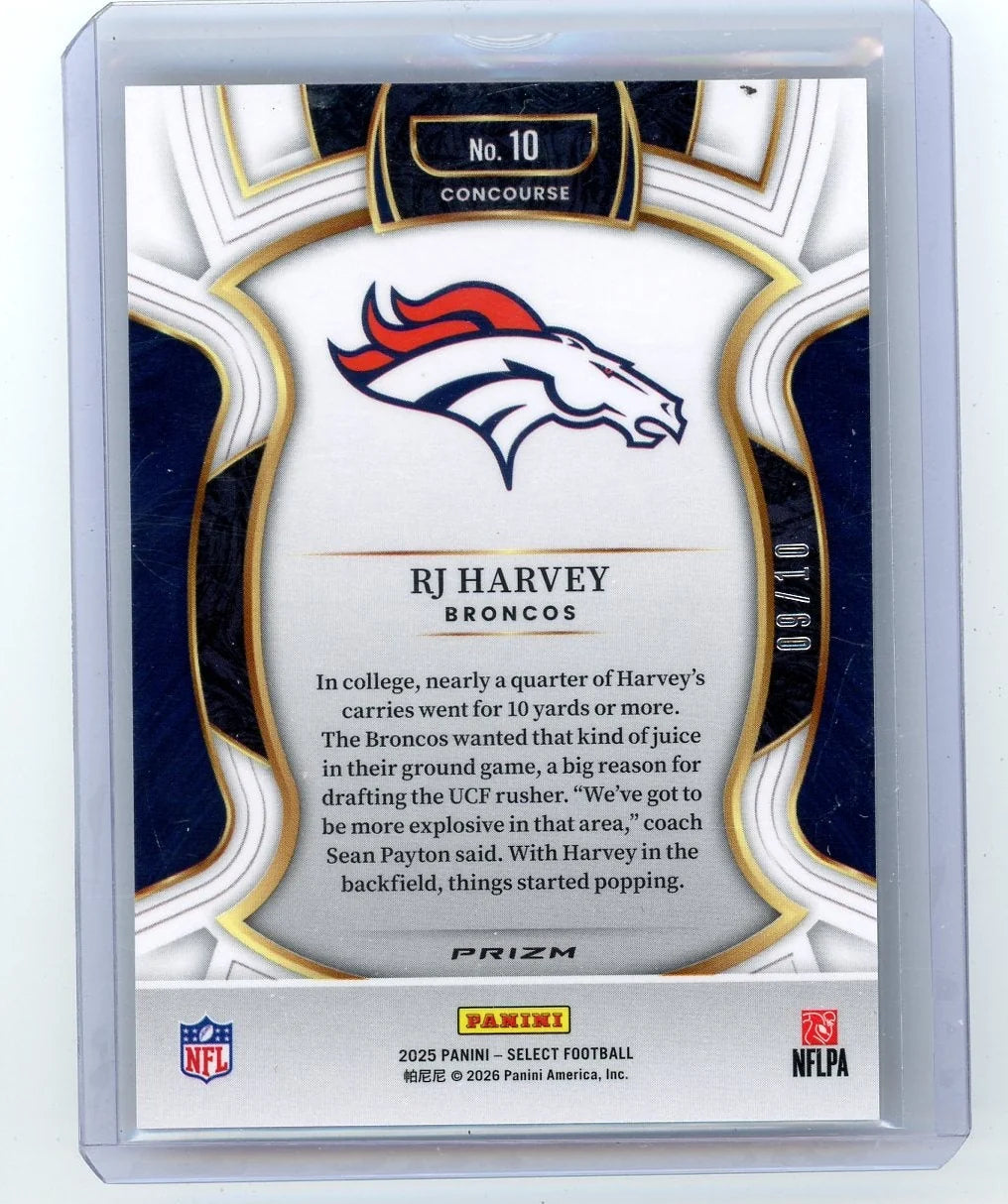 RJ Harvey 2025 Panini Select H2 Gold Disco RC #'d 09/10
