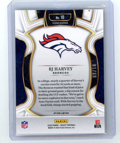 RJ Harvey 2025 Panini Select H2 Gold Disco RC #'d 09/10