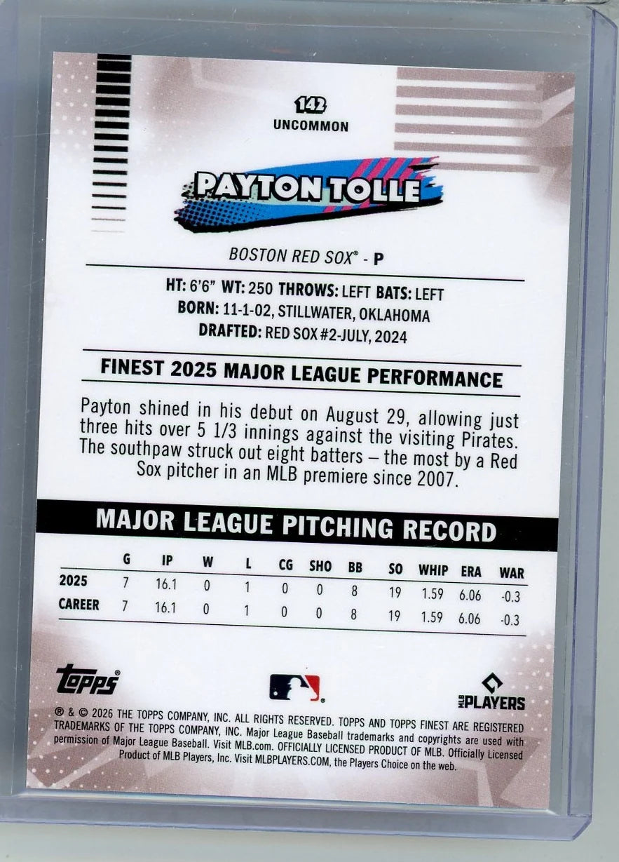 Payton Tolle 2026 Topps Finest #'d 4/25