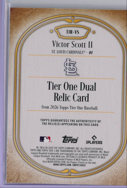 Victor Scott II 2026 Topps Tier One Dual Relic #T1R-VS #'d /99 (Copy)