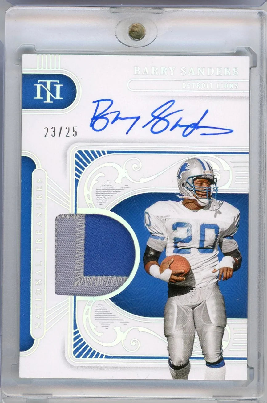 Barry Sanders 2025 Panini National Treasures Signatures autograph relic #'d 23/25