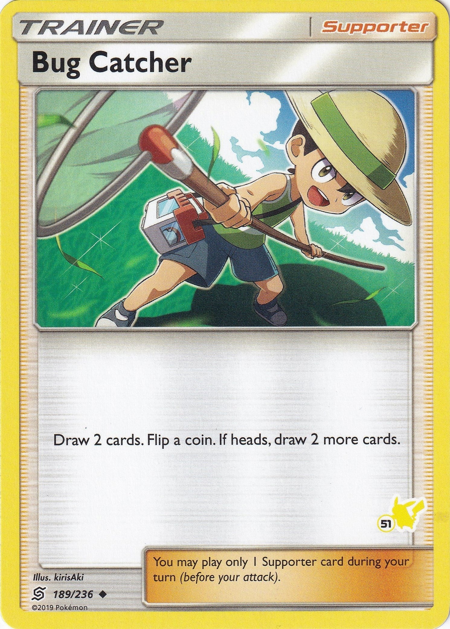 Bug Catcher - 189/236 (#51 Pikachu Stamped) (189/236) (Battle Academy) (BTA)
