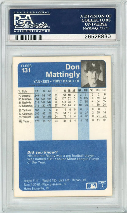 Don Mattingly 1984 Fleer #131 PSA 8