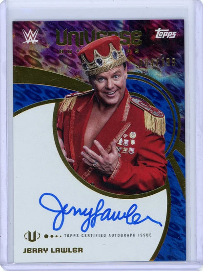 Jerry Lawler 2025 Topps Universe WWE Universe Autographs Blue Pulse #'d 084/199