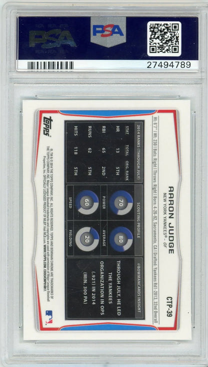 Aaron Judge 2014 Bowman Draft Picks Chrome Top Prospects PSA 10