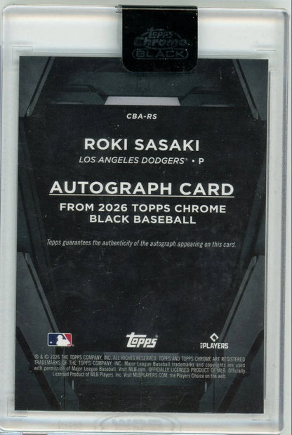 Roki Sasaki 2026 Topps Chrome Black autograph green #'d 18/99