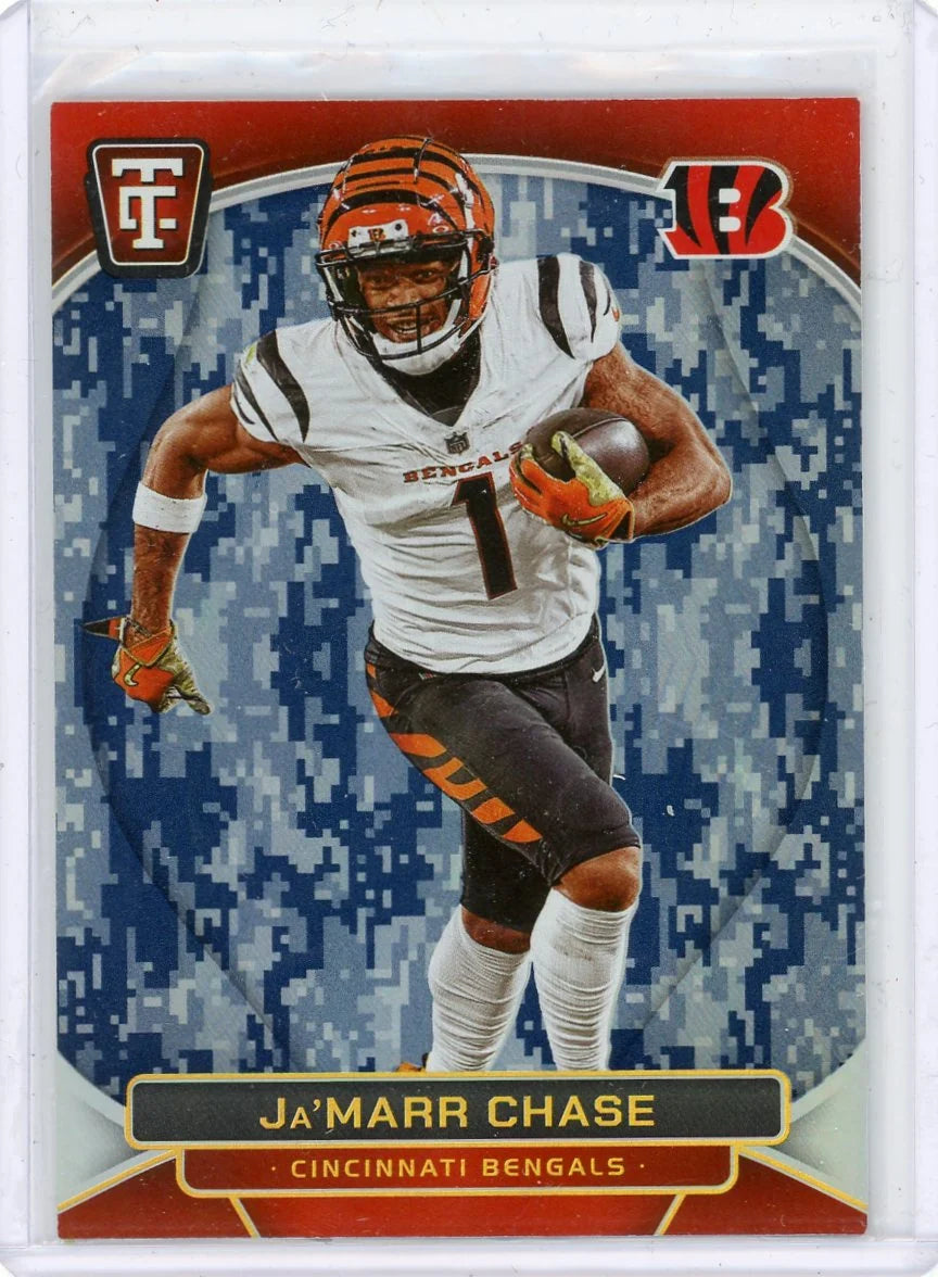Ja'Marr Chase 2024 Panini Totally Certified Mirrow Platinum Blue Camo #'d 09/50