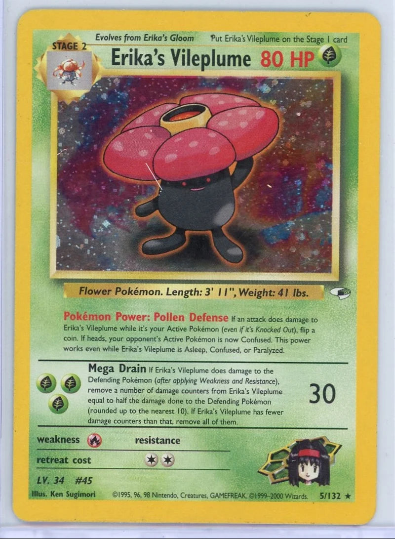 Erika's Vileplume 2000 Pokemon Gym Heroes holo #5/132 (minor crease)