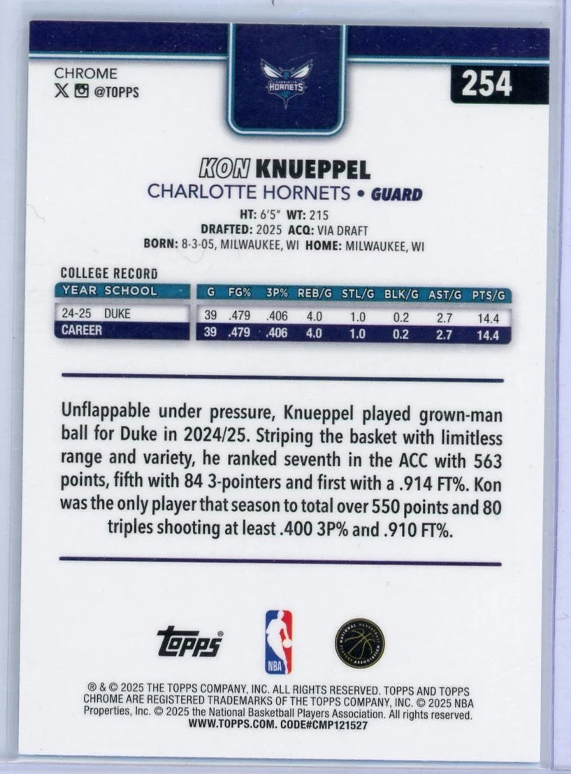 Kon Knueppel 2025-26 Topps Chrome X-Fractor RC