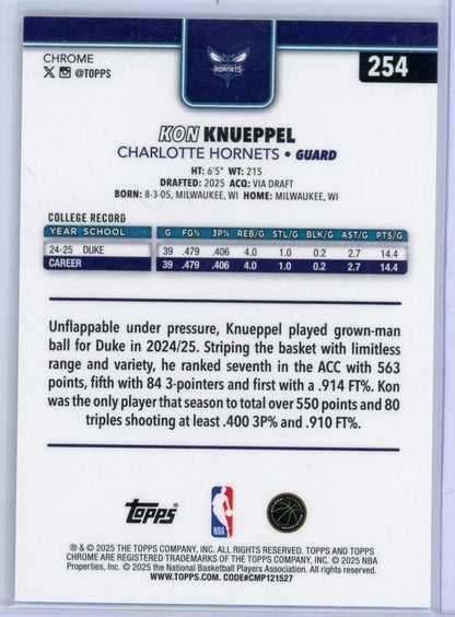 Kon Knueppel 2025-26 Topps Chrome X-Fractor RC