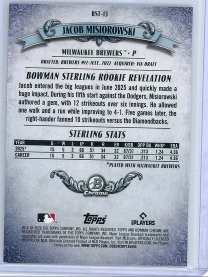 Jacob Misiorowski 2026 Bowman Chrome Sterling RC #'d 108/150