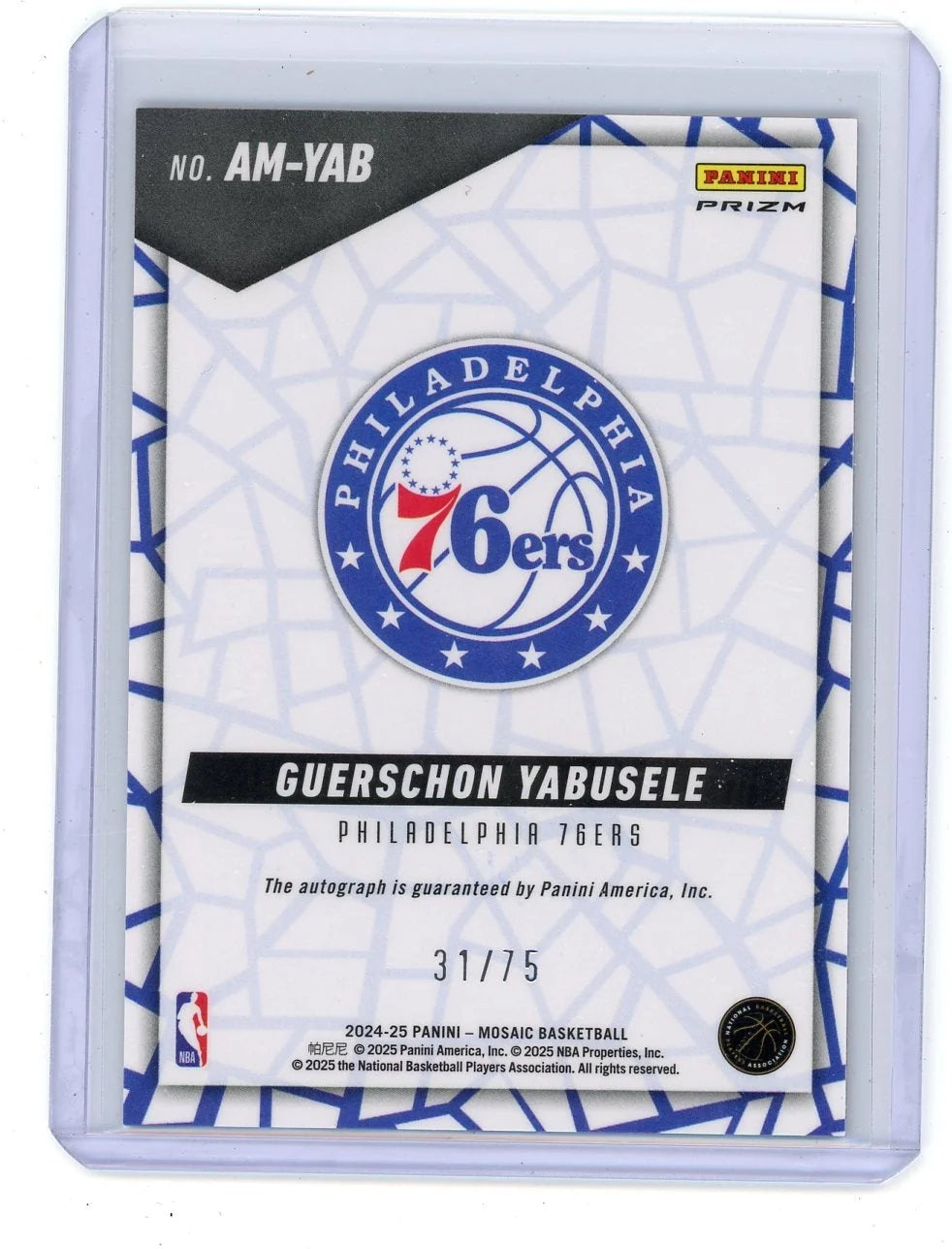 Guerschon Yabusele 2024-25 Panini Mosaic Autographs Auto Mosaic Bronze #'d 31/75