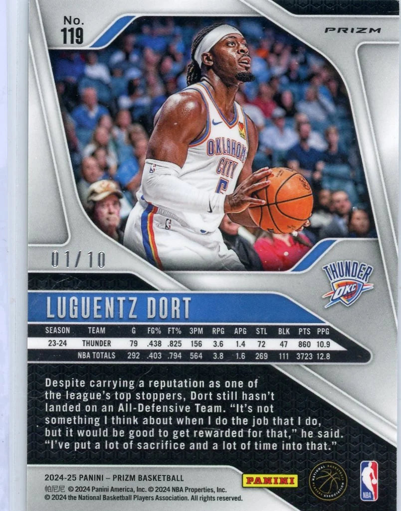 Luguentz Dort 2024-25 Panini Prizm Gold Shimmer Prizm FOTL #'d 01/10
