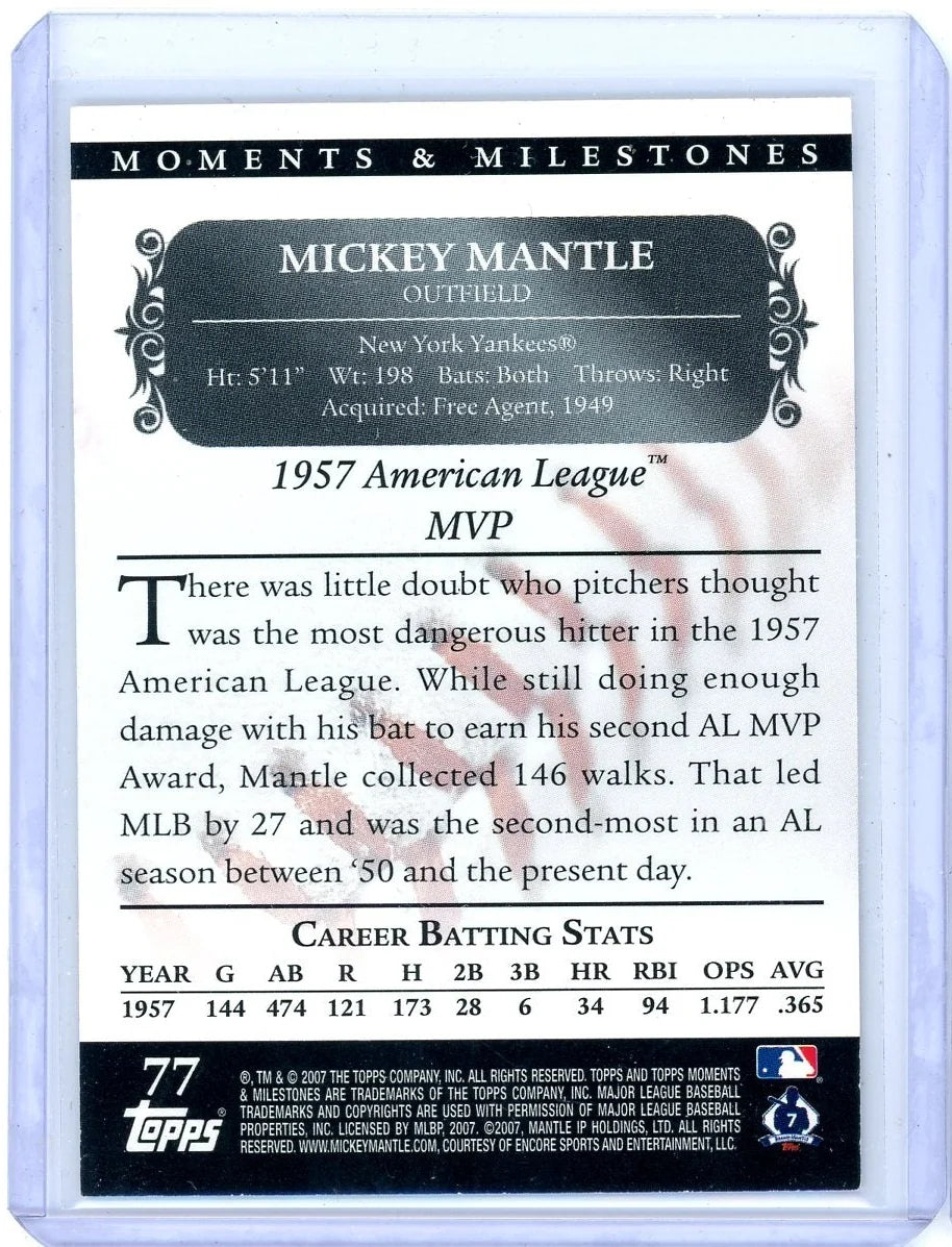 Mickey Mantle 2007 Topps Moments & Milestones #'d 023/150