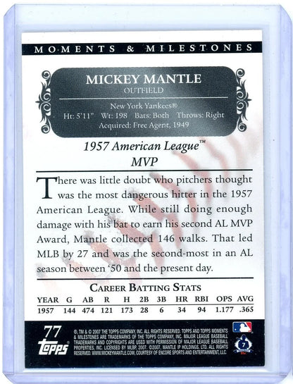 Mickey Mantle 2007 Topps Moments & Milestones #'d 023/150