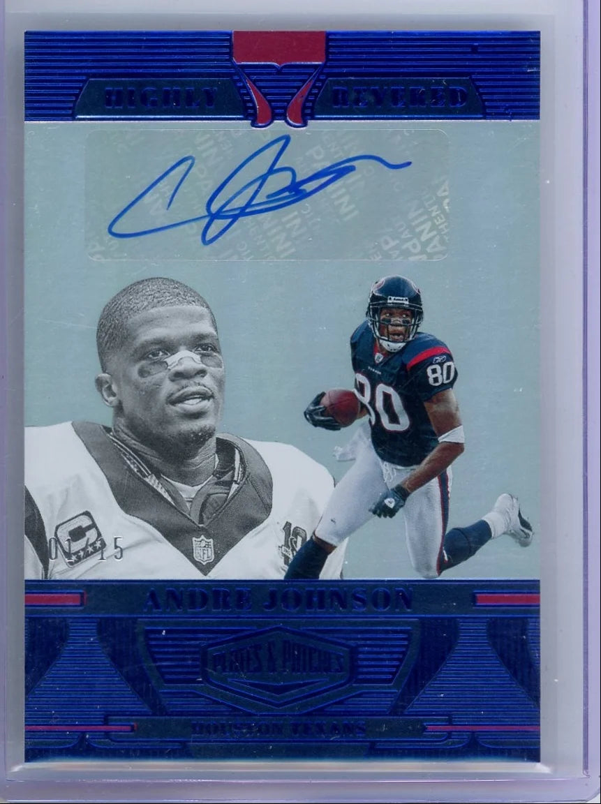 Andre Johnson 2023 Panini Plates & Patches Autograph Blue #'d 01/15
