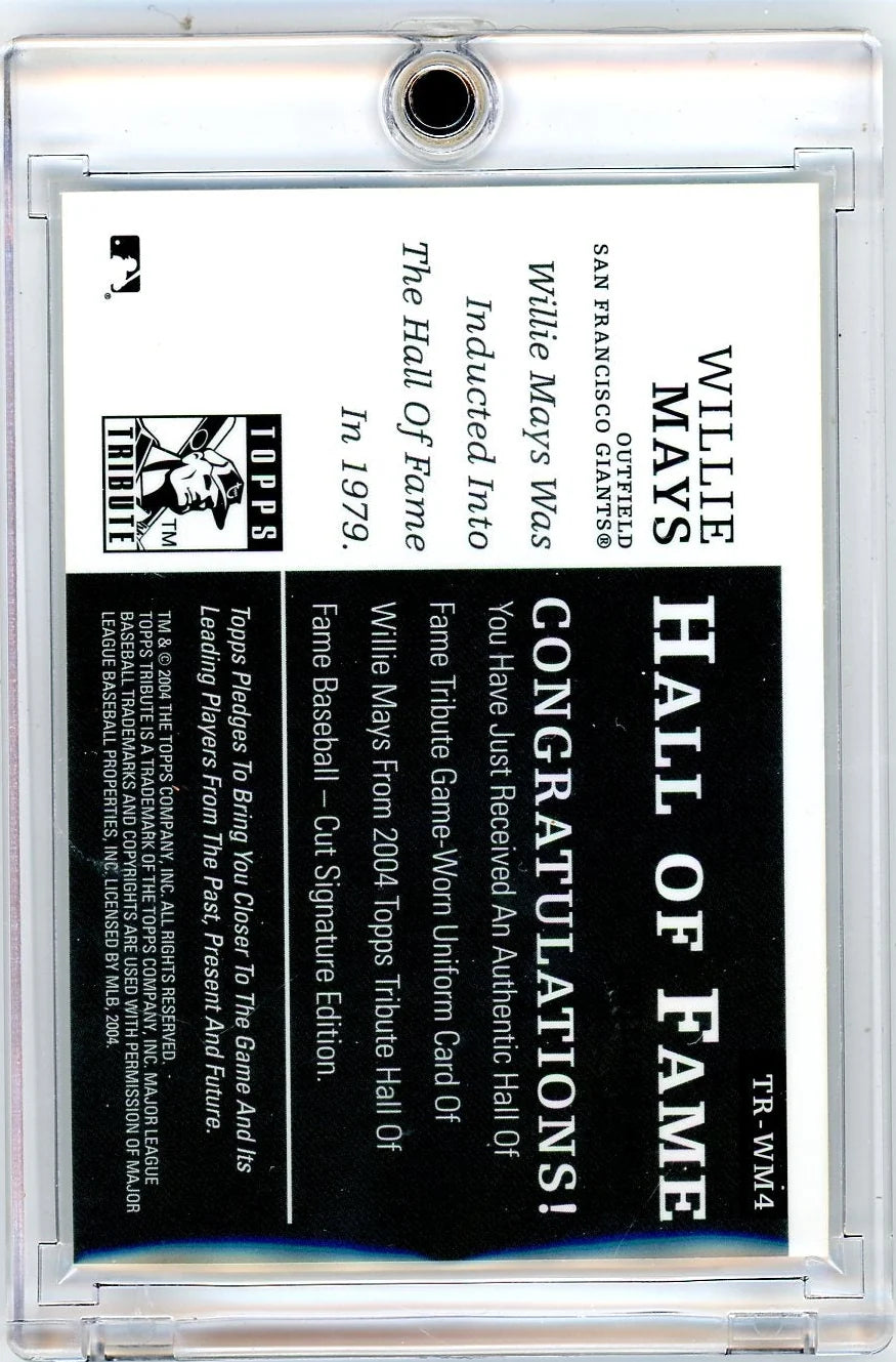 Willie Mays 2004 Topps Tribute Hall of Fame Baseball Game-Used Jersey Relic
