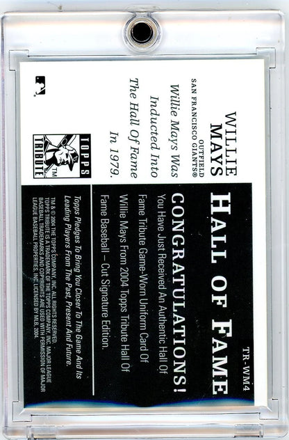 Willie Mays 2004 Topps Tribute Hall of Fame Baseball Game-Used Jersey Relic