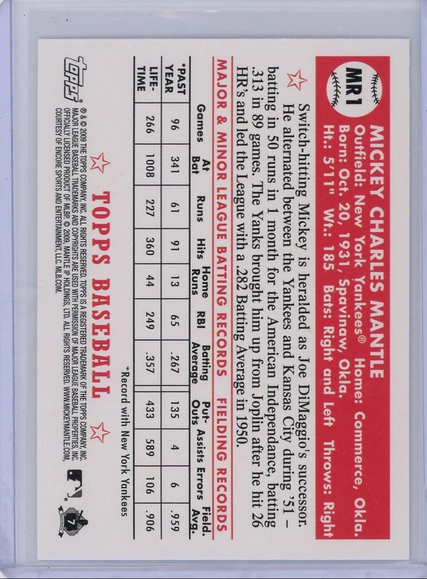 Mickey Mantle 2009 Topps Yankee Stadium Inaugural Season '52 Reprint #MR1