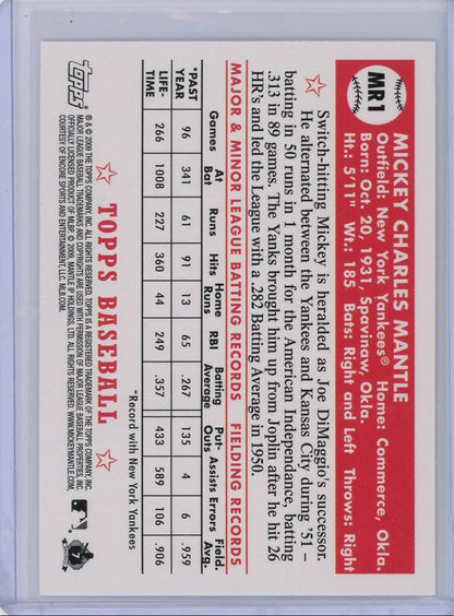 Mickey Mantle 2009 Topps Yankee Stadium Inaugural Season '52 Reprint #MR1