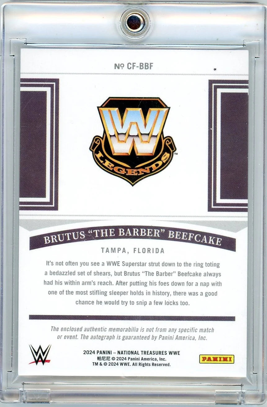 Brutus "The Barber" Beefcake 2024 Panini National Treasures WWE Clutch Factor Auto Relic Emerald #'d 1/5