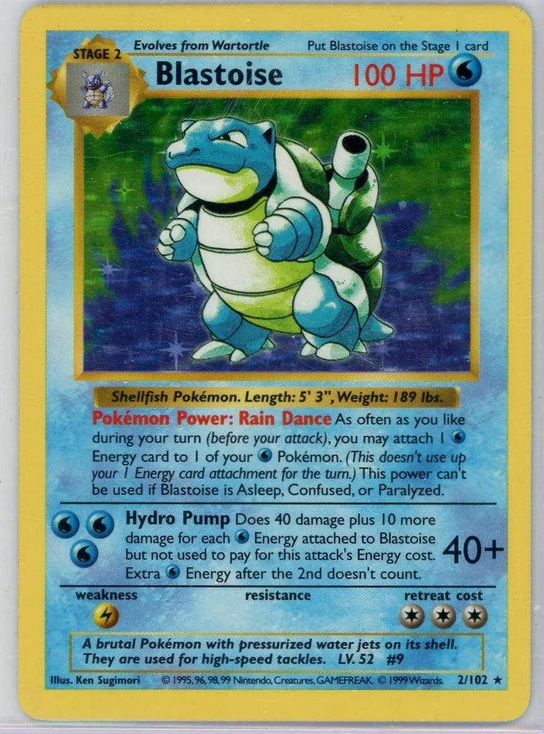 Blastoise Pokémon Base Set Shadowless Holo #2/102