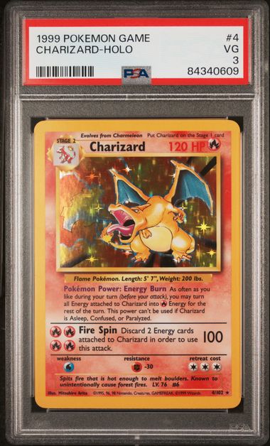 Charizard 1999 Pokemon Base Set holo #4/102 PSA 3
