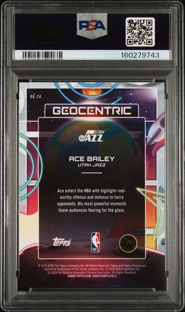 Ace Bailey 2025-26 Topps Chrome Cosmic Geocentric SSP RC PSA 9