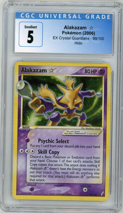Alakazam Gold Star Pokémon Crystal Guardians Ultra Rare #99/100 CGC 5