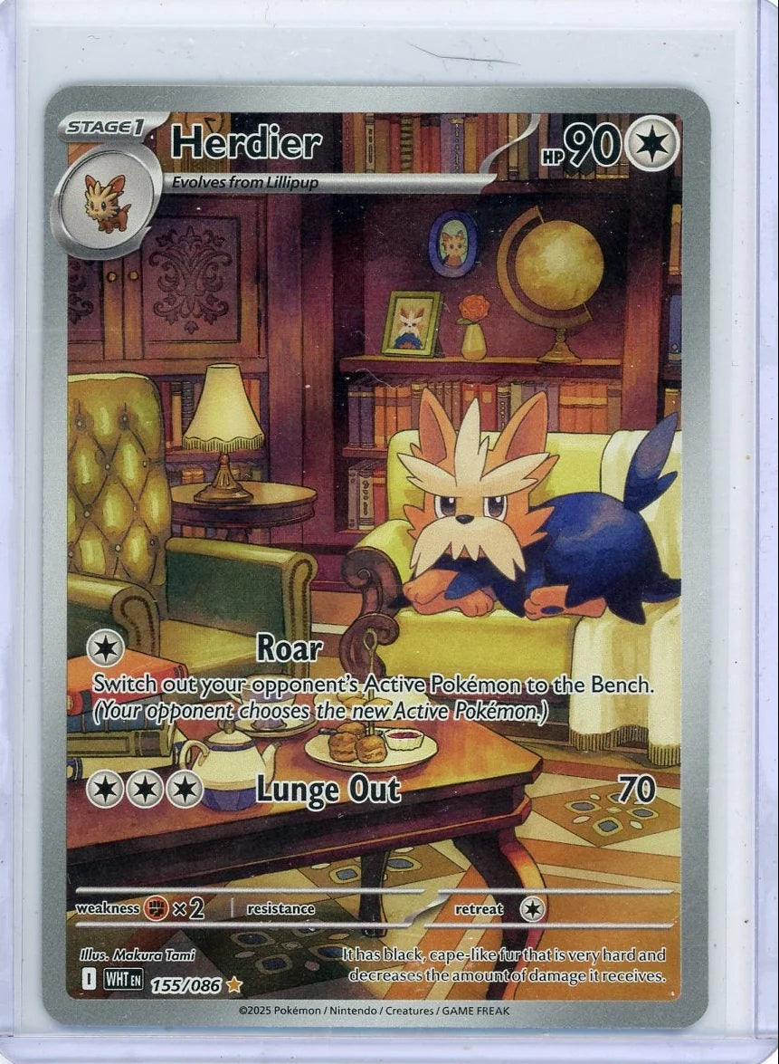 Herdier 2025 Pokemon White Flare Illustration rare #155/086