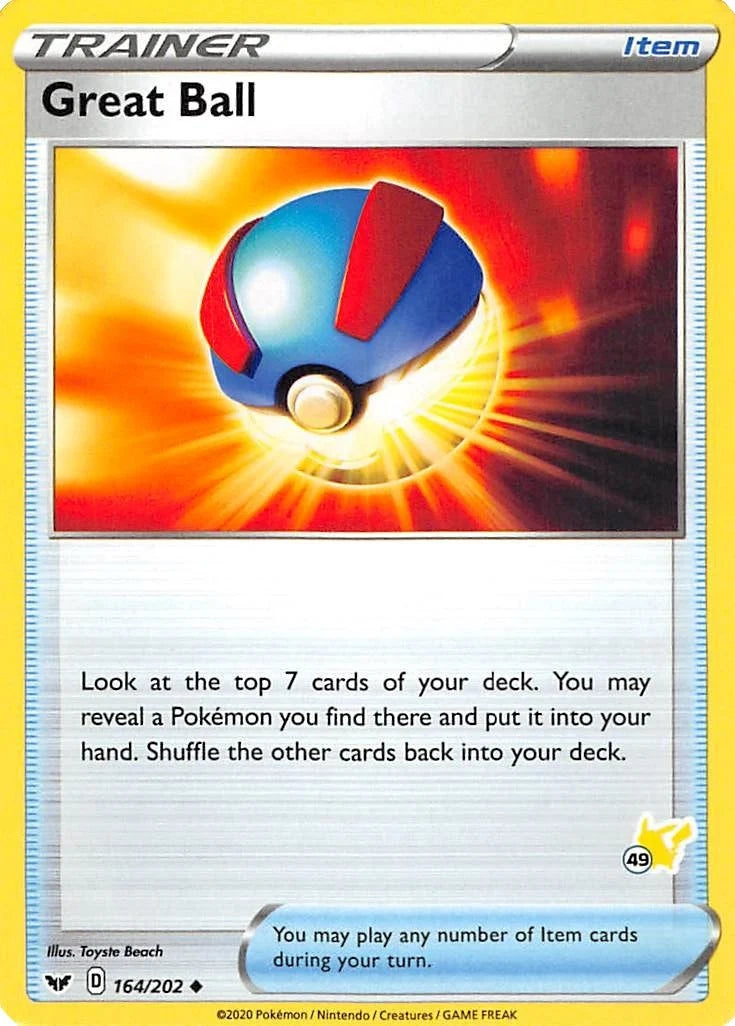 Great Ball - 164/202 (#49 Pikachu Stamped) (164/202) (Battle Academy 2022) (BA22)