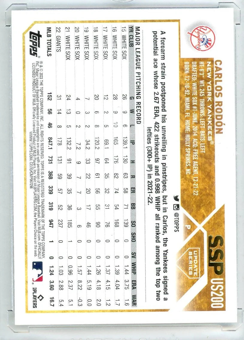 Carlos Rodon 2023 Topps Update Series Golden Mirror SSP