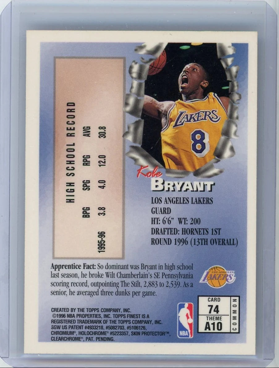 Kobe Bryant 1996 Topps Finest Apprentices Rookie (with peel)
