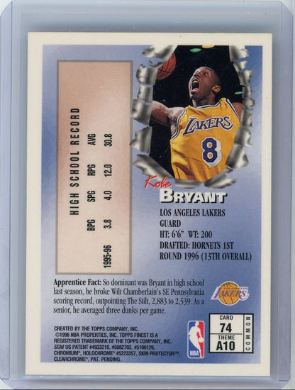 Kobe Bryant 1996 Topps Finest Apprentices Rookie (with peel)
