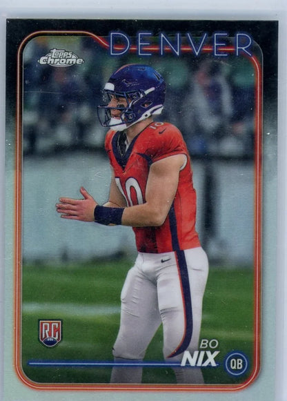 Bo Nix 2024 Topps Chrome refractor rookie card