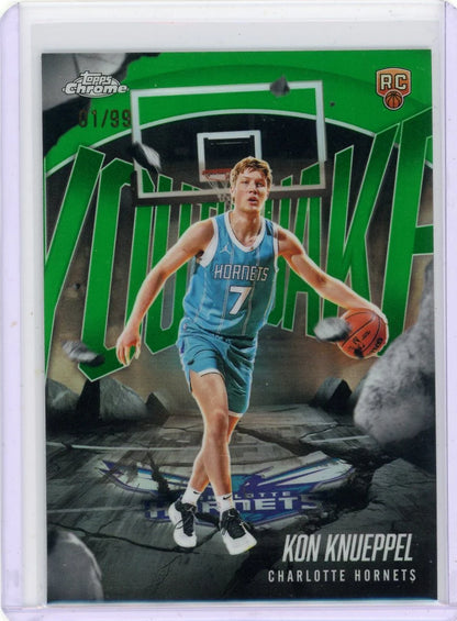 Kon Knueppel 2025 Topps Chrome Youthquake Green Refractor RC #'d 01/99