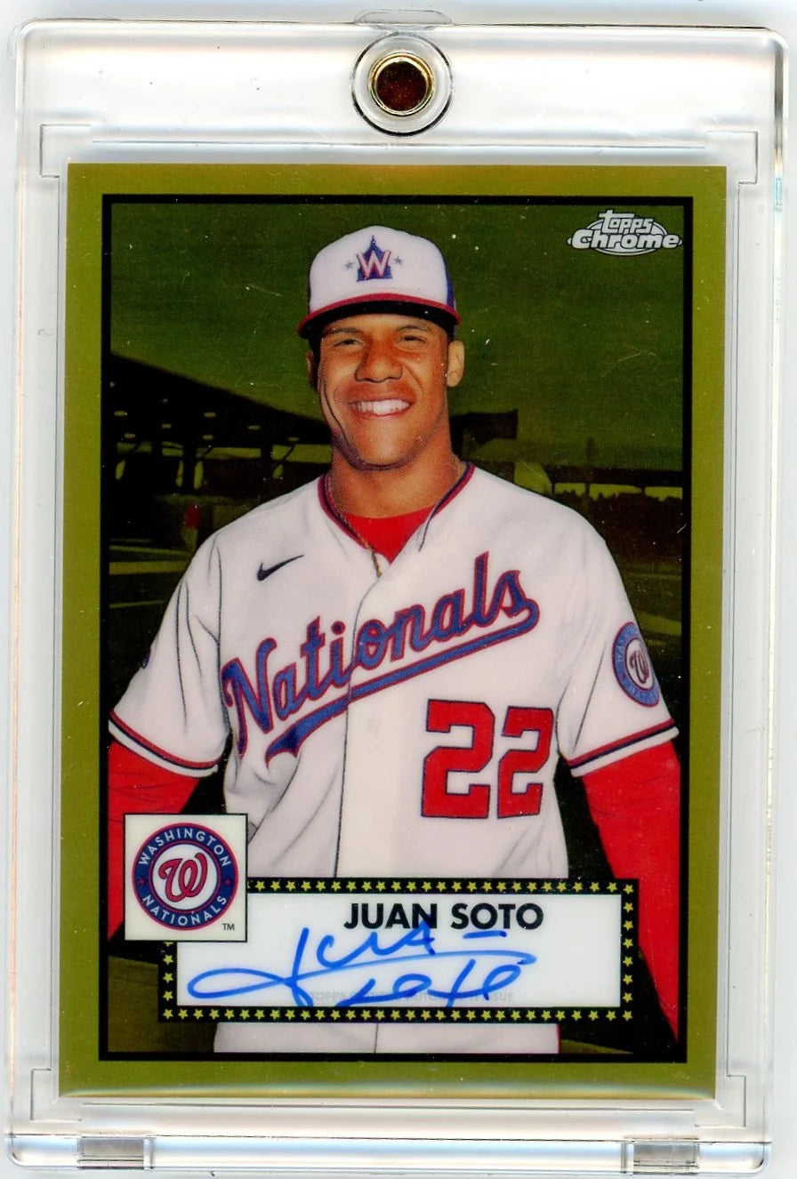 Juan Soto 2021 Topps Chrome Platinum Anniversary Gold Auto #'d 22/50 (Jersey #)