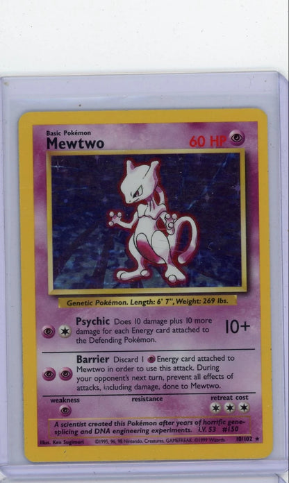 Mewtwo Pokémon Base Set Holo #10/102 HP/DMG