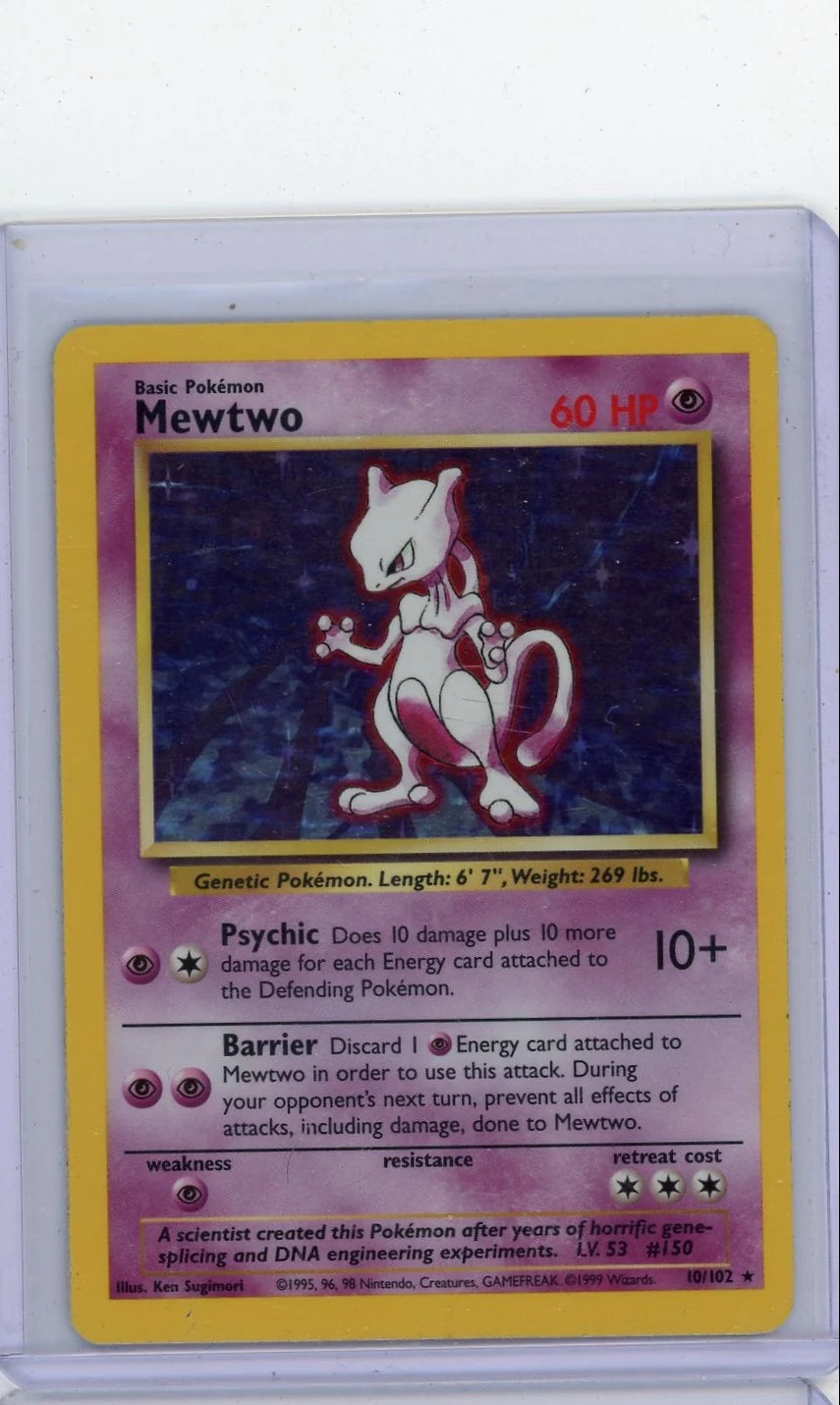 Mewtwo Pokémon Base Set Holo #10/102 HP/DMG