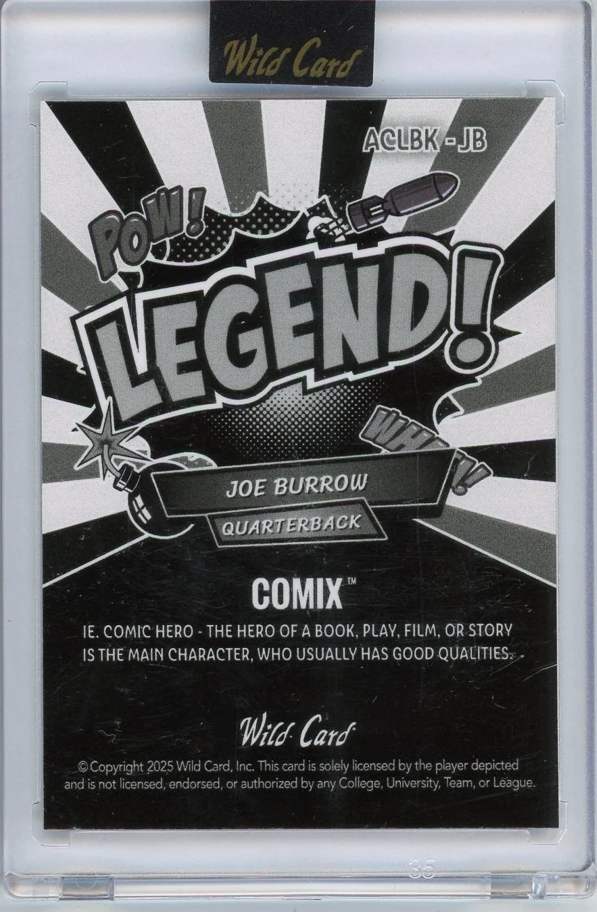 Joe Burrow 2025 Wild Card Comix Rookies and Legends Lazer #'d 1/3