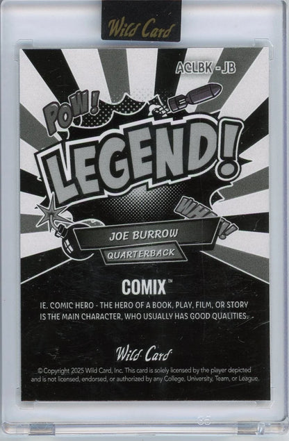 Joe Burrow 2025 Wild Card Comix Rookies and Legends Lazer #'d 1/3