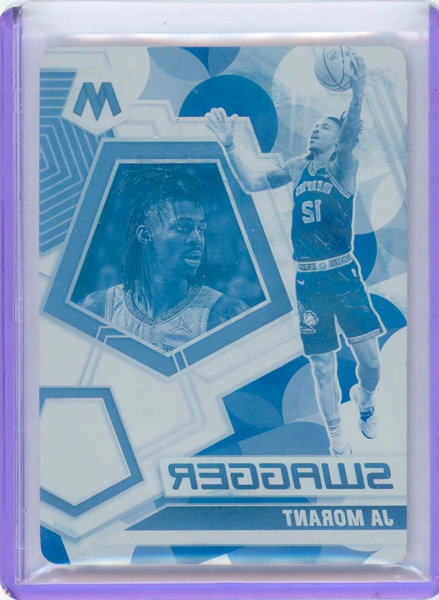 Ja Morant 2021-22 Panini Mosaic Swagger Cyan Printing Plate #'d 1/1