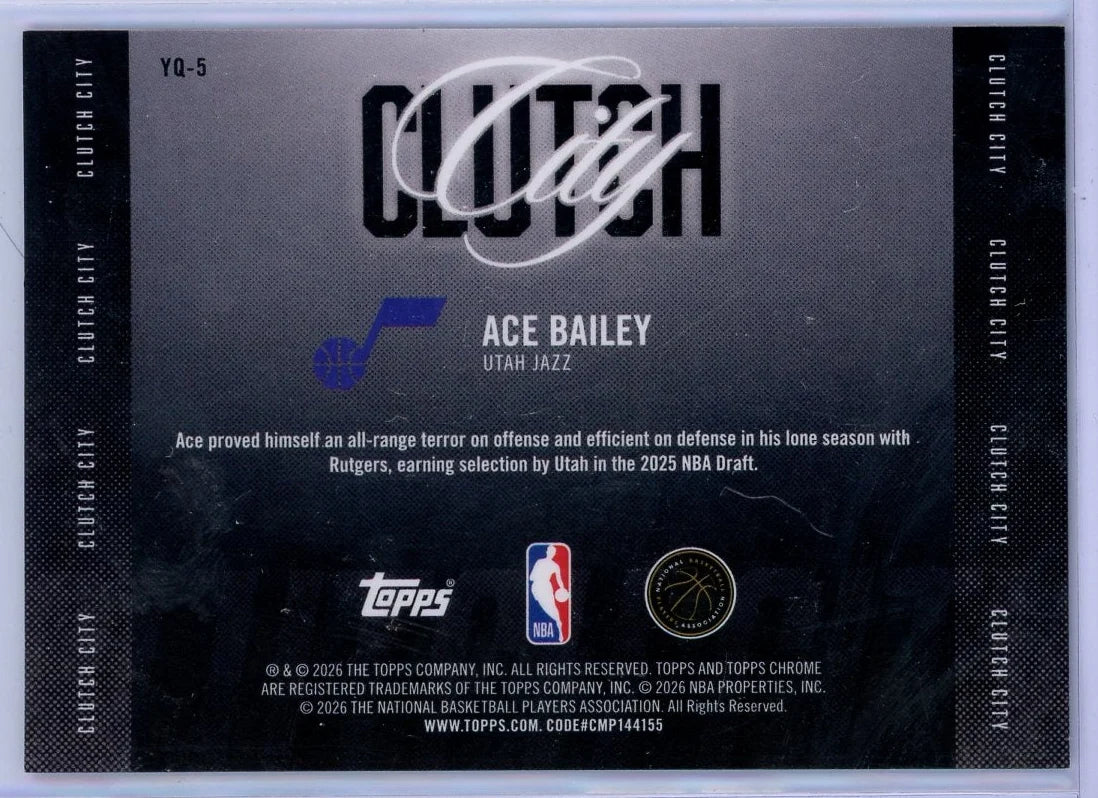 Ace Bailey 2025-26 Topps Chrome Update Purple Geometric Clutch City Refractor #'d 28/75
