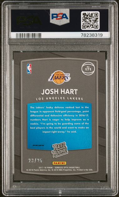 Josh Hart 2017 Panini Donruss Optic Rated Rookie Aqua #'d 23/25 PSA 9